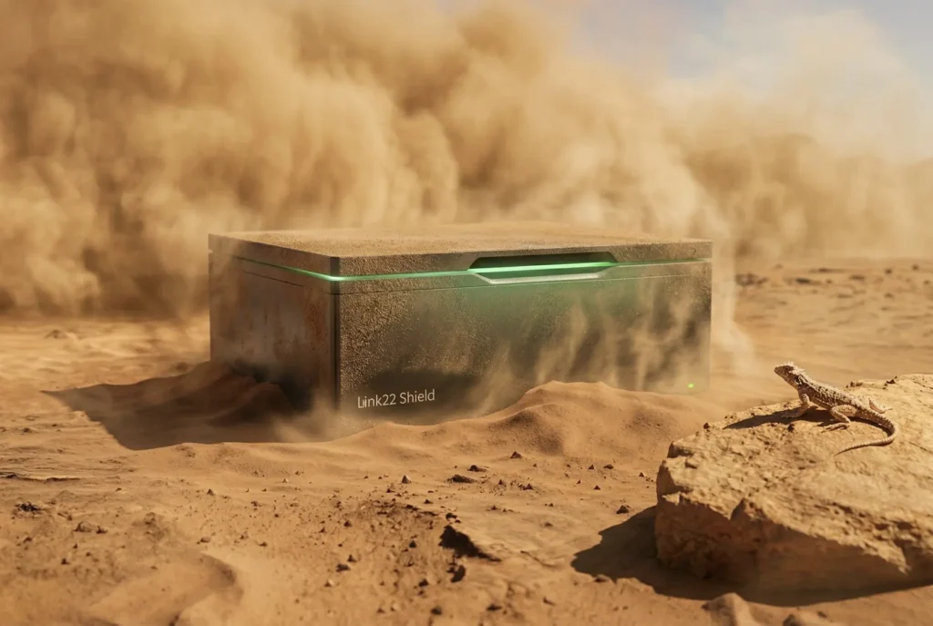 a Shield noisebox in the desert